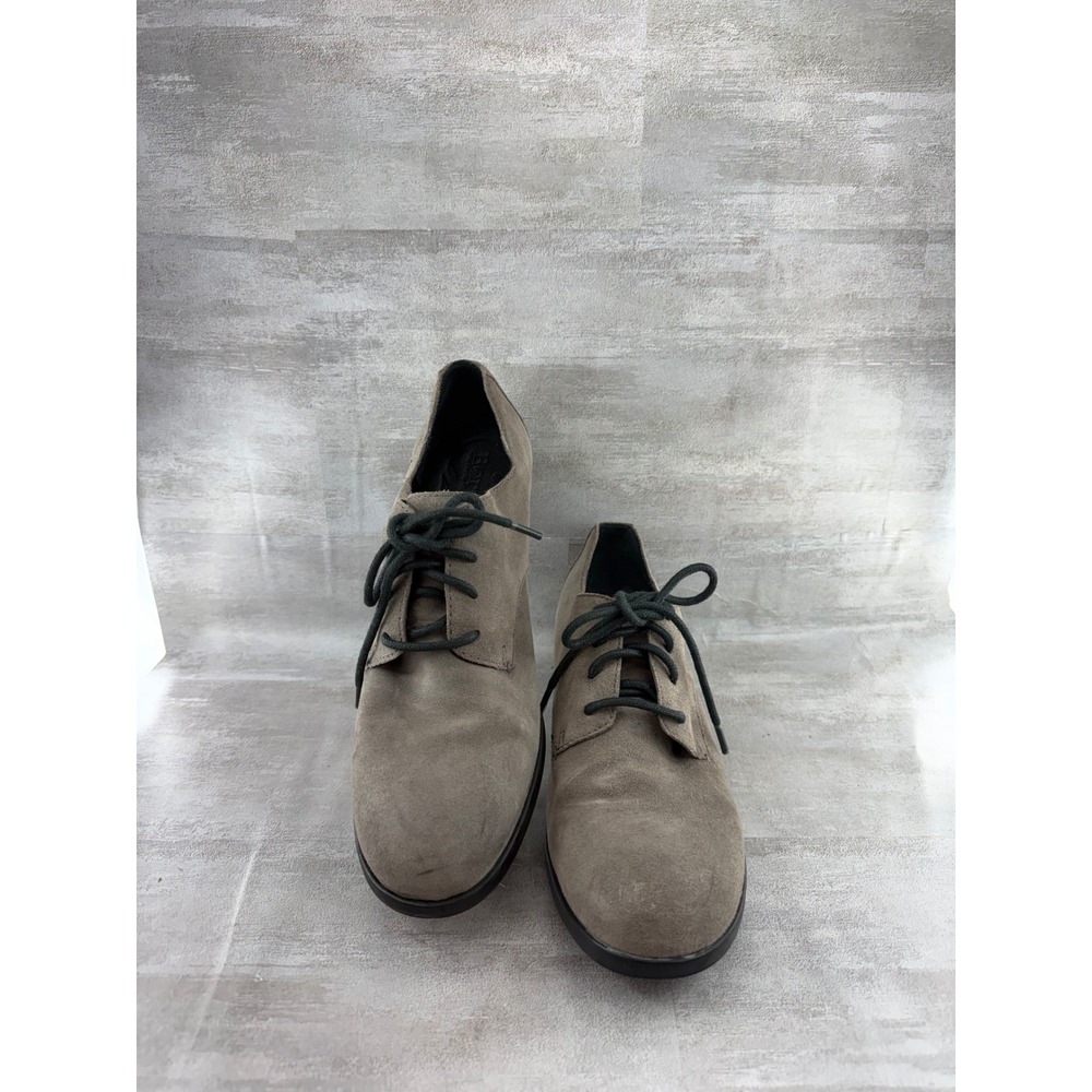 Born Kerri Taupe Suede Lace Up Oxford Shoes D07122 Women 9.5 41 Round Toe Flat